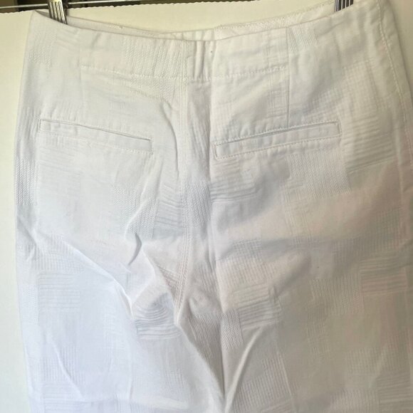 Tory Burch Wide Leg Crop Pant Womens 27 White Jacquard Cotton Culotte Summer - Picture 6 of 13